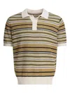 Nn07 Noam 6689 Textured Stripe Linen Polo Sweater In Brown