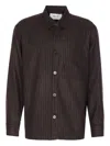 Nn07 Striped Long Sleeve Shirt Pocket In Brown