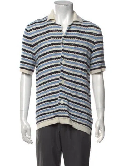 Pre-owned Nn07 Striped V-neck Cardigan In Blue