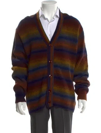Pre-owned Nn07 Striped V-neck Cardigan W/ Tags In Blue