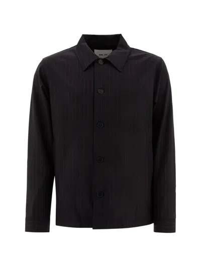 Nn07 Zander 10037 Pinstriped Recycled Woven Jacket In Black
