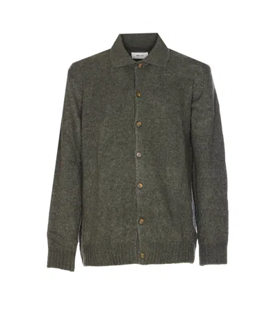 Nn07 Collared V-neck Sweater Embroidery In Green