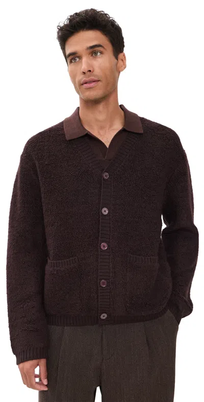 Nn07 Terry Fleece Cardigan Deep Truffle