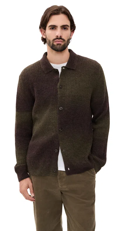 Nn07 Thor Full Button Cardigan Dark Army In Green