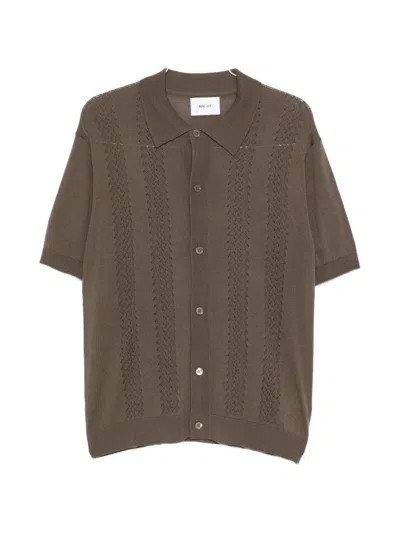 Nn07 Thor Openwork Knit Cardigan In Brown