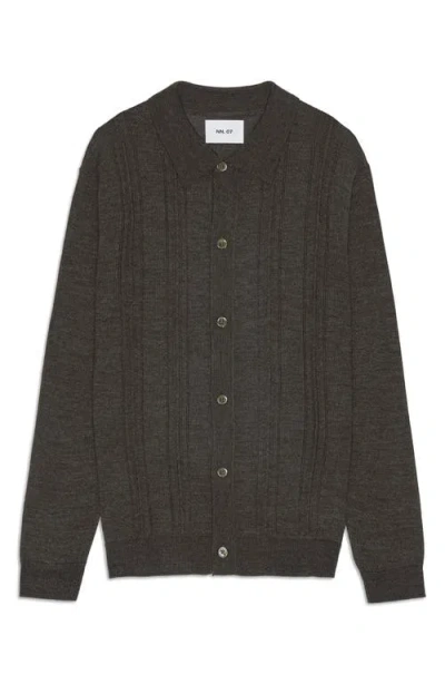 Nn07 Thor Pointelle Wool Blend Cardigan In Black