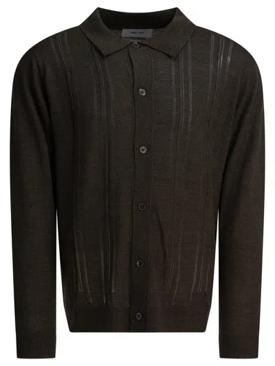 Nn07 Thor Wool Blend Cardigan Long Sleeves In Black