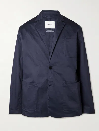 Nn07 Timo 10021 Unstructured Stretch Organic Cotton-twill Blazer In Blue