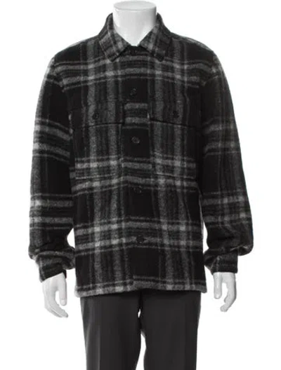 Pre-owned Nn07 Virgin Wool Plaid Print Peacoat In Black