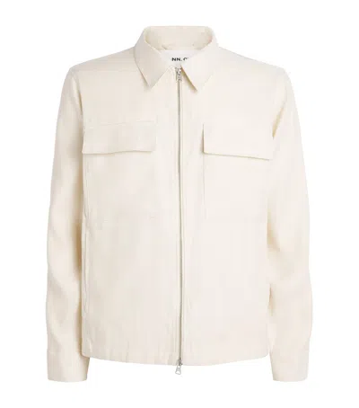 Nn07 Nn.07 Viscose-linen Zip-up Overshirt In White