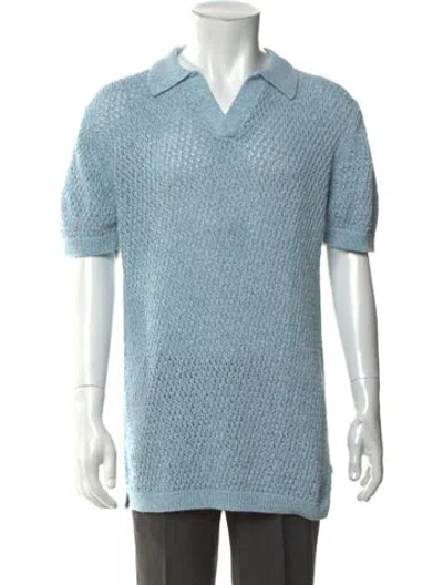 Pre-owned Nn07 V-neck Short Sleeve Polo Sweater In Blue
