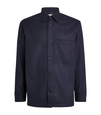 Nn07 Wool-blend Stripe Overshirt In Black