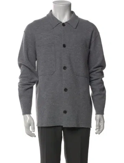 Pre-owned Nn07 Wool Collar Cardigan In Gray