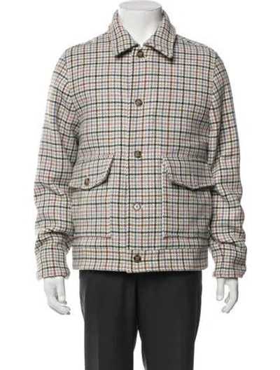 Pre-owned Nn07 Wool Houndstooth Print Peacoat In Neutral