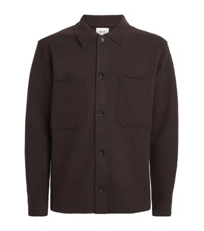 Nn07 Jonas 6398 Merino Wool Overshirt In Brown