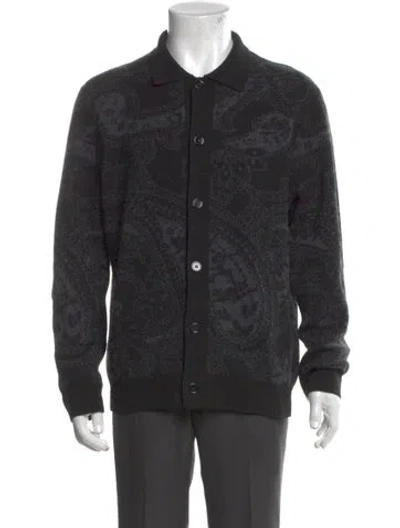 Pre-owned Nn07 Wool Mock Neck Cardigan In Gray