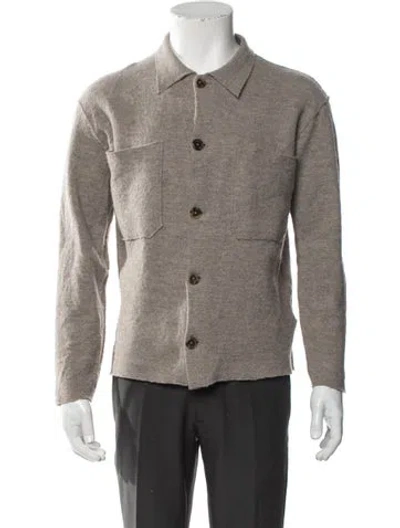 Pre-owned Nn07 Wool Mock Neck Cardigan In Gray