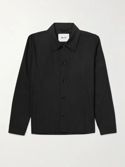 Nn07 Zander 10037 Pinstriped Recycled Woven Jacket In Black