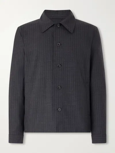 Nn07 Zander 10037 Pinstriped Recycled-woven Jacket In Blue