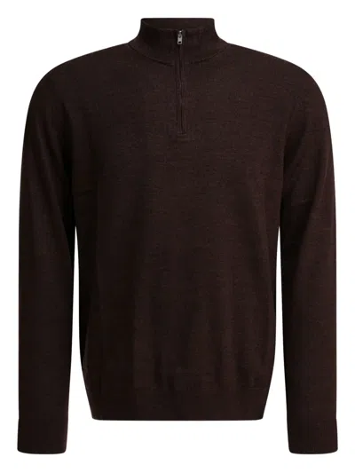 Nn07 Sergio Merino Wool Long Sleeve Polo In Brown