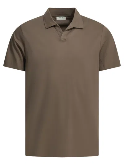 Nn07 Nn.07 "paul" Buttonless Polo Shirt In Brown