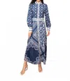 Nna Essie Navy Print Dress In Navy/white In Blue