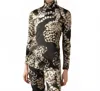 Nna Winn Print Turtleneck Top Black/gold In Black