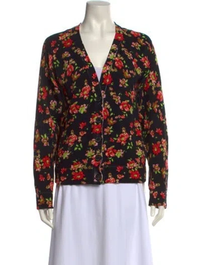 Pre-owned No. 21 X Kartell Floral Print V-neck Sweater In Black