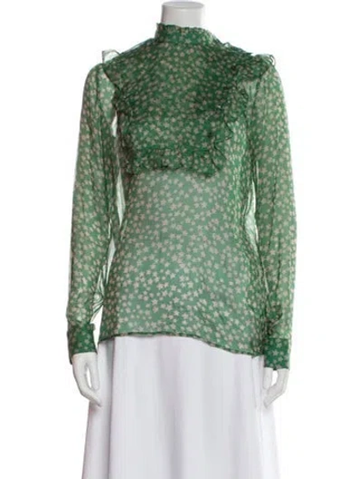 Pre-owned No. 21 X Kartell Printed Mock Neck Blouse In Green