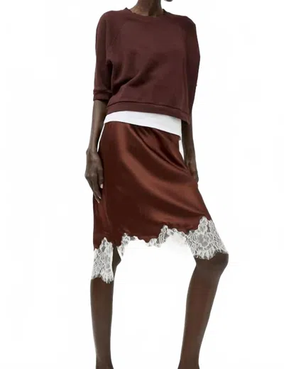 No. 6 Reina Pull On Silk Skirt In Rust In Brown