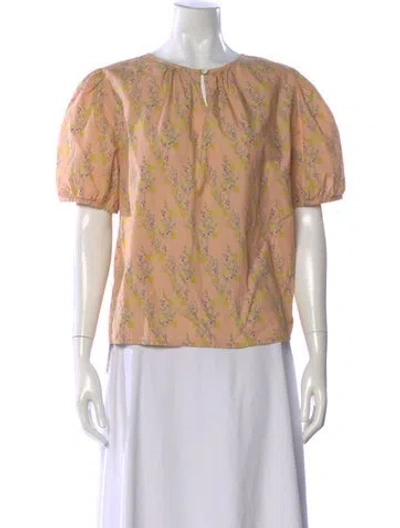 Pre-owned No. 6 Store Floral Print Crew Neck Blouse In Neutral