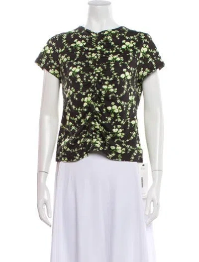 Pre-owned No. 6 Store Floral Print Crew Neck Top In Black