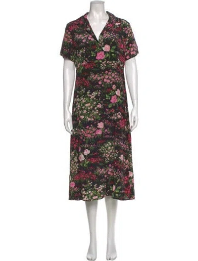 Pre-owned No. 6 Store Floral Print Long Dress In Black