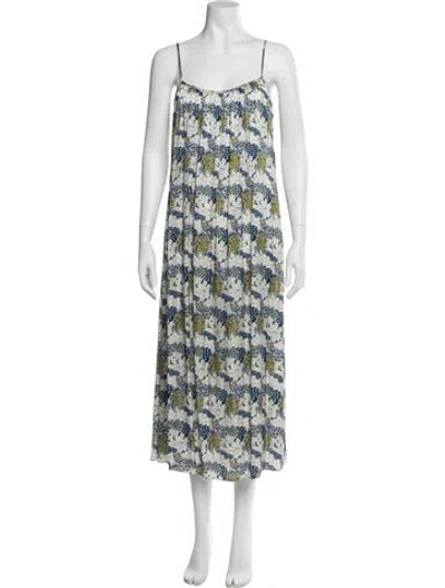 Pre-owned No. 6 Store Floral Print Long Dress In Blue