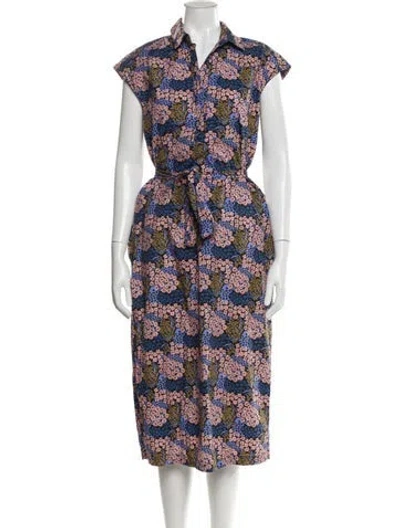 Pre-owned No. 6 Store Floral Print Long Dress In Blue