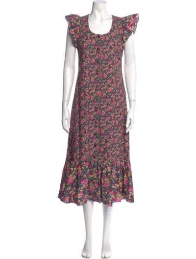 Pre-owned No. 6 Store Floral Print Long Dress W/ Tags In Black