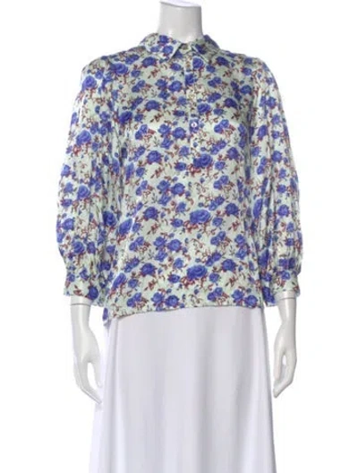 Pre-owned No. 6 Store Floral Print Long Sleeve Blouse In Multi