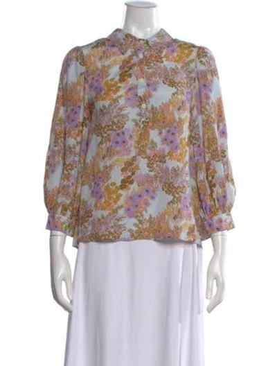 Pre-owned No. 6 Store Floral Print Long Sleeve Blouse In Multi