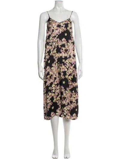 Pre-owned No. 6 Store Floral Print Midi Length Dress In Black