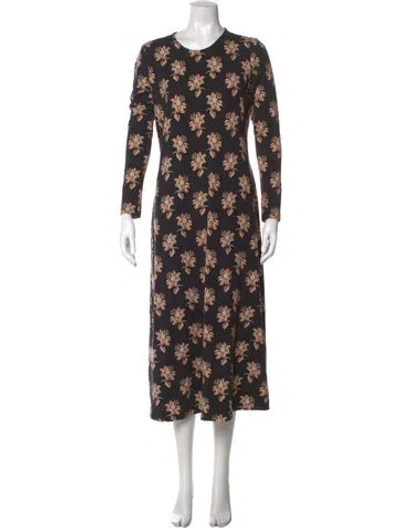 Pre-owned No. 6 Store Floral Print Midi Length Dress In Black
