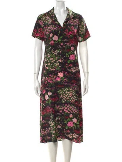 Pre-owned No. 6 Store Floral Print Midi Length Dress In Black