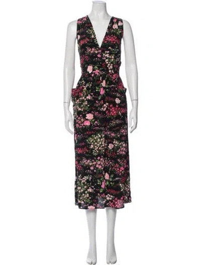 Pre-owned No. 6 Store Floral Print Midi Length Dress In Black