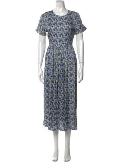 Pre-owned No. 6 Store Floral Print Midi Length Dress In Blue