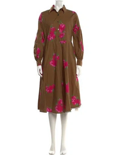 Pre-owned No. 6 Store Floral Print Midi Length Dress In Brown