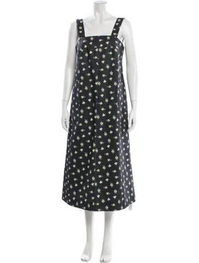 Pre-owned No. 6 Store Floral Print Midi Length Dress In Gray