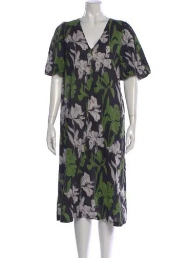 Pre-owned No. 6 Store Floral Print Midi Length Dress In Green