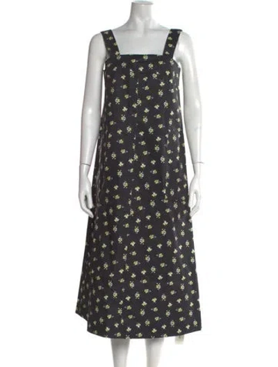 Pre-owned No. 6 Store Floral Print Midi Length Dress W/ Tags In Gray