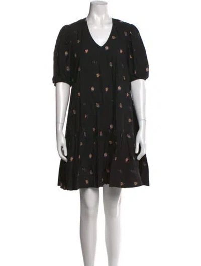 Pre-owned No. 6 Store Floral Print Mini Dress In Black