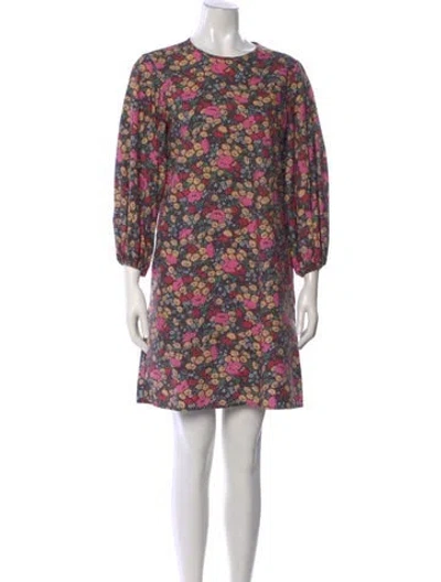 Pre-owned No. 6 Store Floral Print Mini Dress In Gray