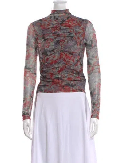 Pre-owned No. 6 Store Floral Print Mock Neck Top In Multi